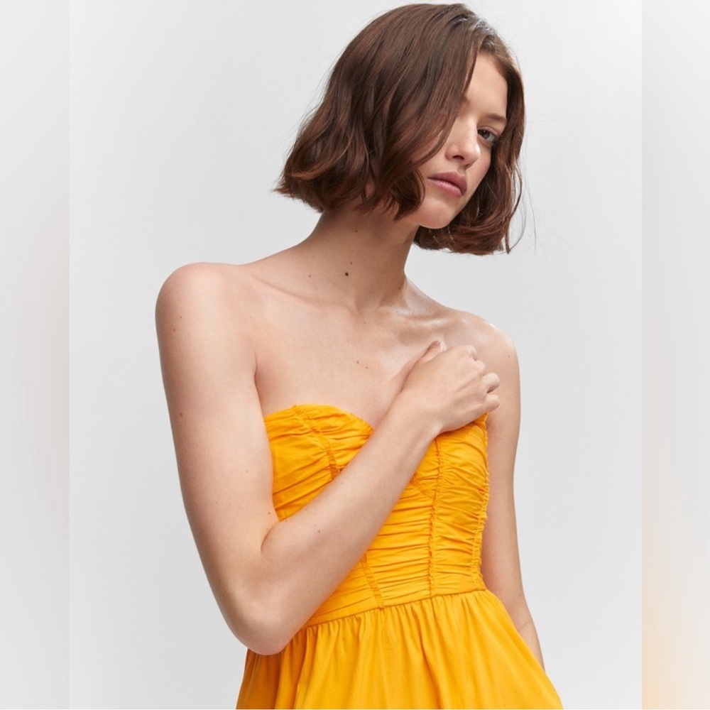 NWOT MANGO Flared Corset Dress in Neon Orange Size 4 - Picture 3 of 13